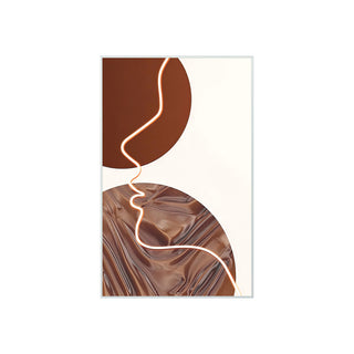 P-10-101-117-119-0002-1.jpg;warm tones, abstract, modern, contemporary. Silhouette, face, circles, satin, red-brown, cream
