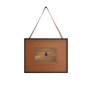 P-10-102-108-112-0011-1.jpg;leather frame, brown, blue, print of Guardian of the Dunes