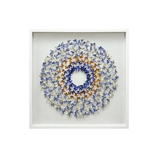 P-10-102-111-110-0031-1.jpg;butterflies, 3-D, circle, blues, orange, yellow, cut paper