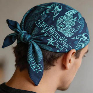 Navy and Teal Old School Americana Tattoo Bandana – America’s 250th Birthday Edition (1776–2026)