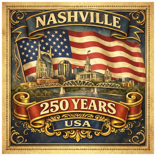 Vintage Gold Nashville Skyline Coaster – America’s 250th Birthday Edition (1776–2026)