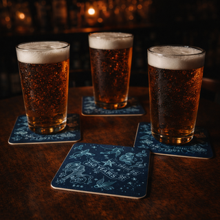 Navy and Teal Old School Americana Tattoo Coasters – America’s 250th Birthday Edition (1776–2026)
