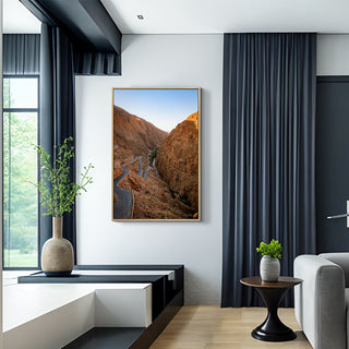 S-10-101-101-111-0021-1.jpg;winding road, street, mountains, valley, rocky, blue sky, warm tones