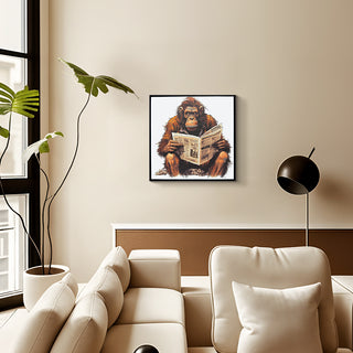 S-10-101-117-116-0008-1.jpg;humor, bathroom, toilet, ape, reading, cartoon style, browns