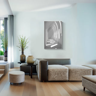 S-10-101-117-119-0001-1.jpg;black and white, windows, sunbeam patterns, arch