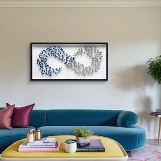 S-10-102-111-102-0020-1.jpg;butterflies, 3-D, infinity symbol, blue, gray, grey, cut paper