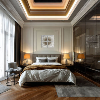 S-10-102-111-105-0015-1.jpg;butterflies, 3-D, circle, gold, cut paper, quadtych