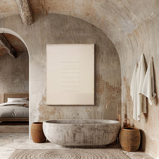 Bathroom with stone bathtub, towel, and wall art in a rustic setting.

sku: S-10-102-112-104-0018-1