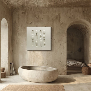 Modern bathroom with concrete bathtub and wall art in a neutral-toned room.

sku: P-10-102-112-104-0023-1