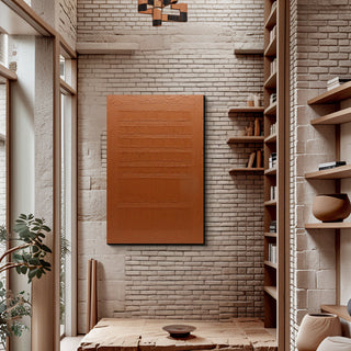 Modern interior with a brick wall, wooden panel, and shelves with decor items.

sku: S-10-103-121-104-0029-1