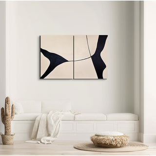 S-10-103-121-104-0041-1.jpg;contemporary, modern, black, cream, lines, abstract, diptych
