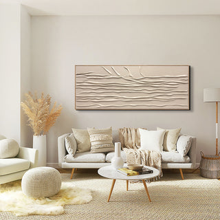 Modern living room with a textured wall art piece, white sofa, and decorative items.

sku: S-10-103-122-111-0006-4