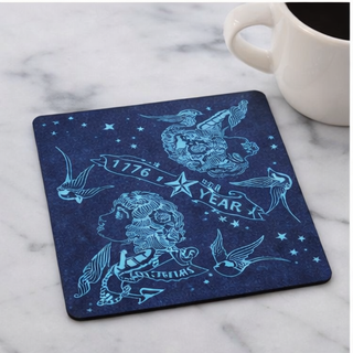 Navy and Teal Old School Americana Tattoo Coasters – America’s 250th Birthday Edition (1776–2026)