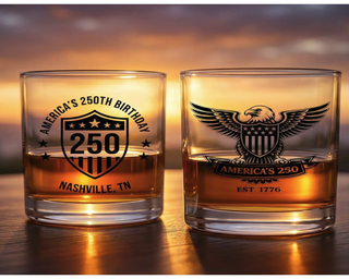 Nashville 250 Shield & Spirit of ’76 Eagle Crest Whiskey Glass Set – America’s 250th Birthday Edition (1776–2026)