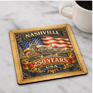 Vintage Gold Nashville Skyline Coaster – America’s 250th Birthday Edition (1776–2026)