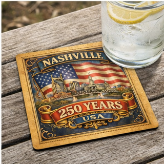 Vintage Gold Nashville Skyline Coaster – America’s 250th Birthday Edition (1776–2026)