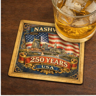 Vintage Gold Nashville Skyline Coaster – America’s 250th Birthday Edition (1776–2026)