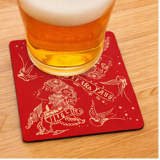Crimson Old School Americana Tattoo Coasters – America’s 250th Birthday Edition (1776–2026)